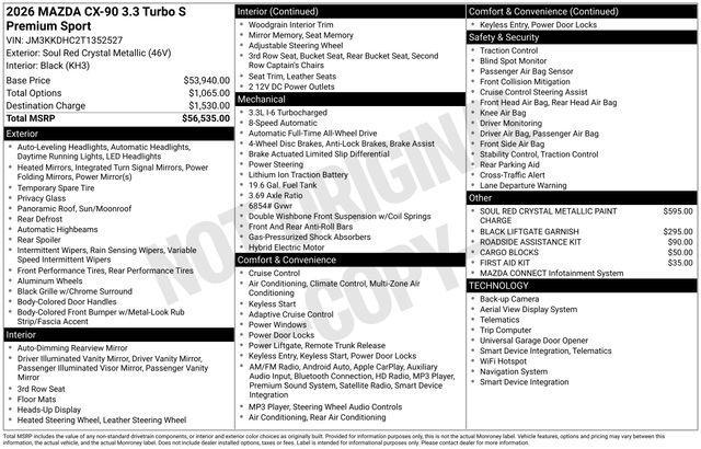 new 2026 Mazda CX-90 car, priced at $56,760