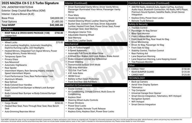 new 2025 Mazda CX-5 car, priced at $42,737