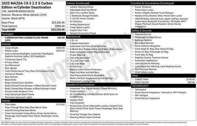 new 2025 Mazda CX-5 car, priced at $34,544