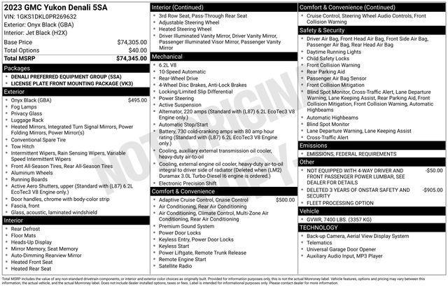 used 2023 GMC Yukon car, priced at $55,777