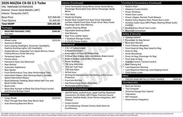 new 2026 Mazda CX-50 car, priced at $40,830