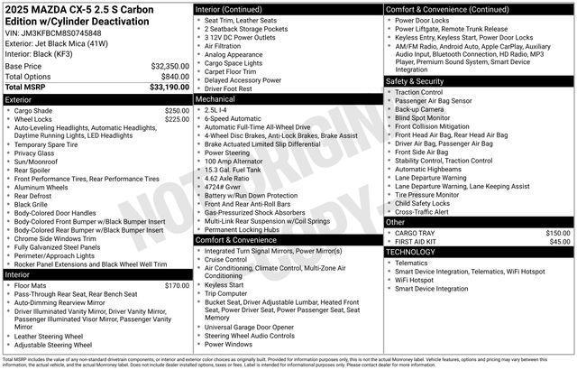 new 2025 Mazda CX-5 car, priced at $33,982