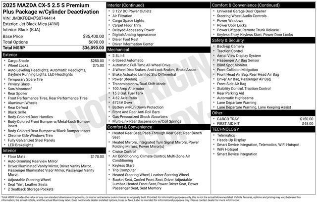 new 2025 Mazda CX-5 car, priced at $36,836