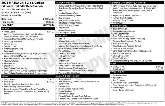 new 2025 Mazda CX-5 car, priced at $33,982