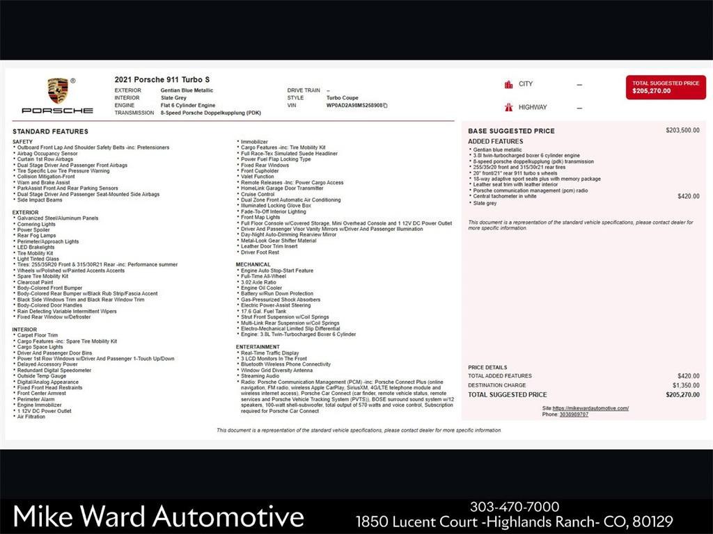 used 2021 Porsche 911 car, priced at $244,991