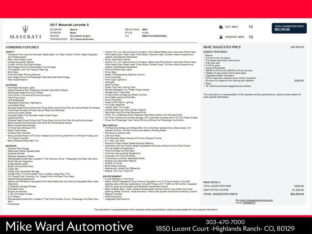 used 2017 Maserati Levante car, priced at $27,491
