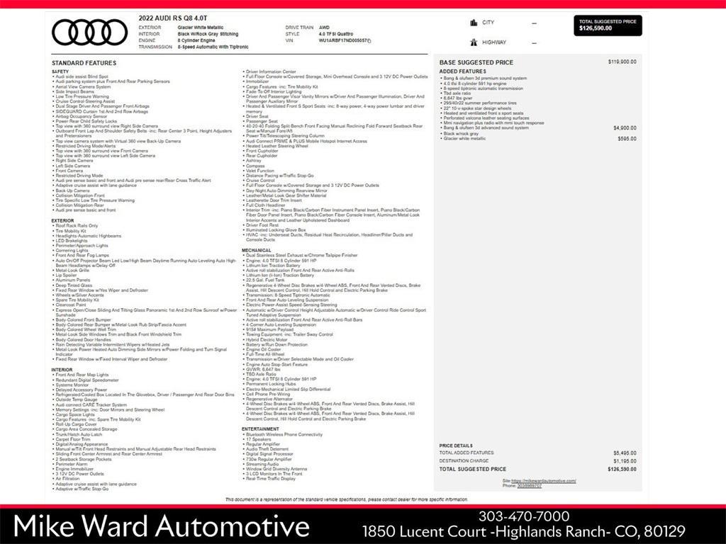 used 2022 Audi RS Q8 car, priced at $92,991