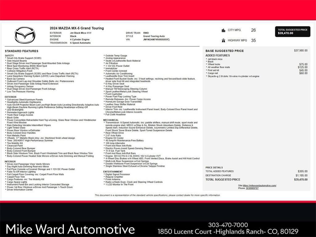 used 2024 Mazda MX-5 Miata car, priced at $29,991