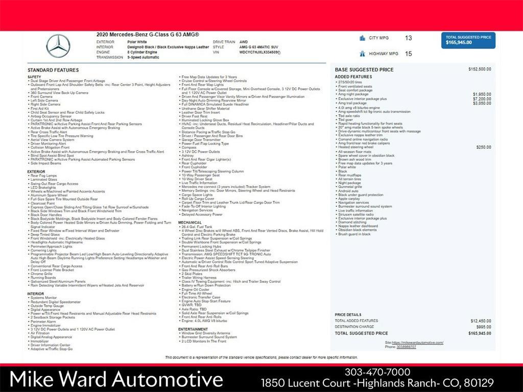 used 2020 Mercedes-Benz AMG G 63 car, priced at $127,991