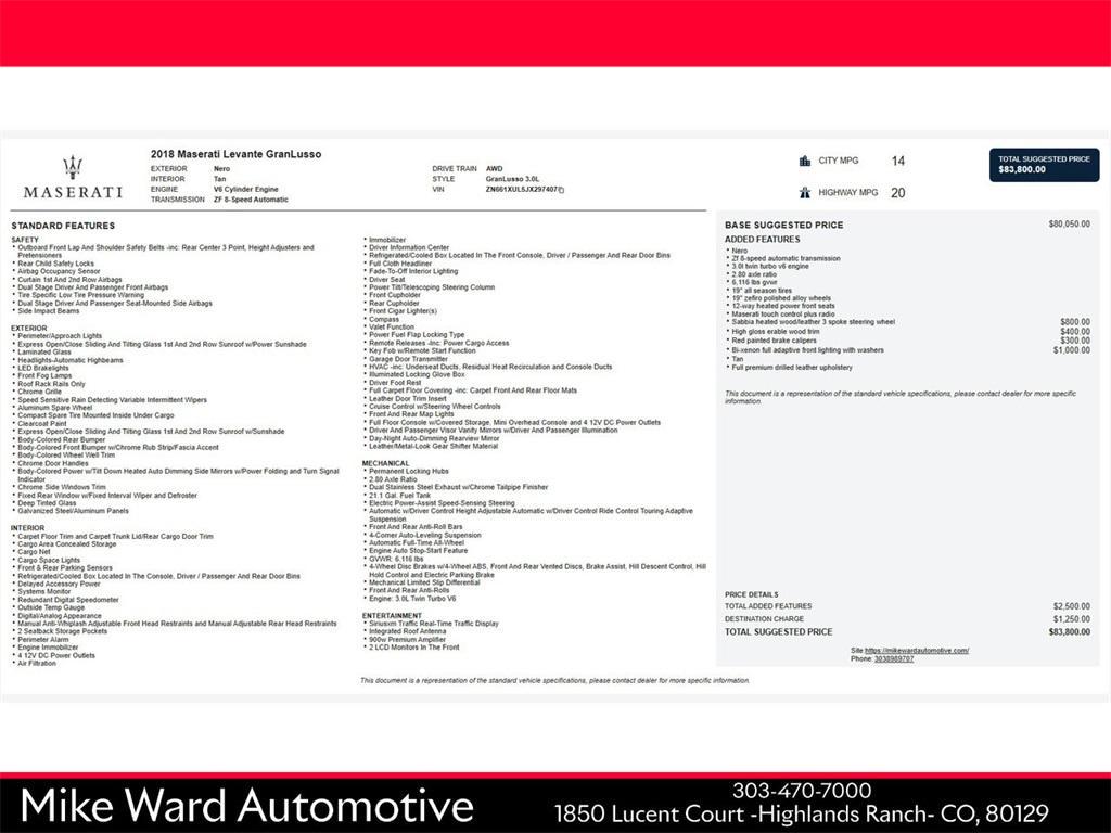 used 2018 Maserati Levante car, priced at $24,491