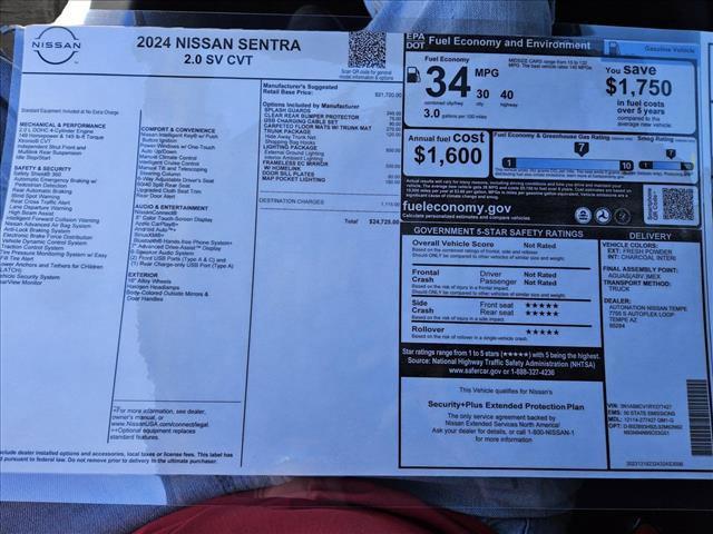 new 2024 Nissan Sentra car, priced at $23,204