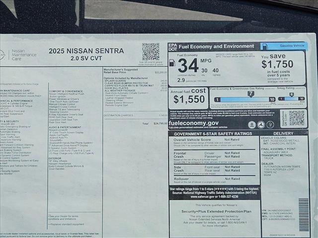 new 2025 Nissan Sentra car, priced at $23,483