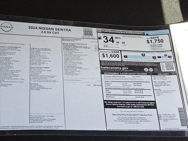 new 2024 Nissan Sentra car, priced at $24,078