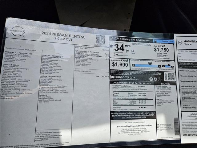 new 2024 Nissan Sentra car, priced at $22,676