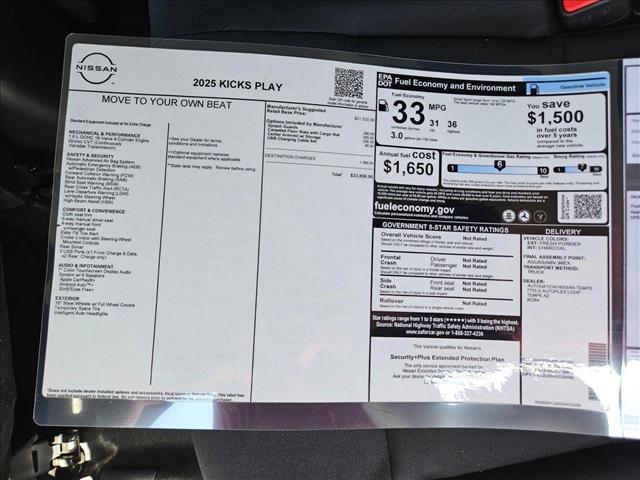 new 2025 Nissan Kicks car, priced at $21,857