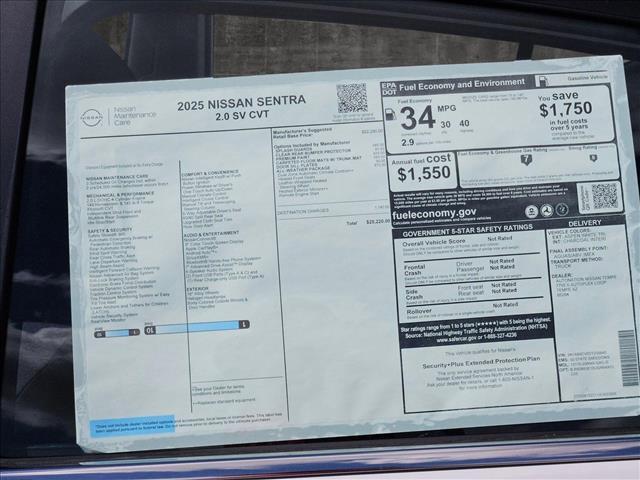 new 2025 Nissan Sentra car, priced at $23,860