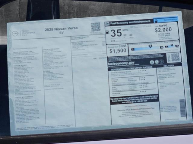 new 2025 Nissan Versa car, priced at $22,363
