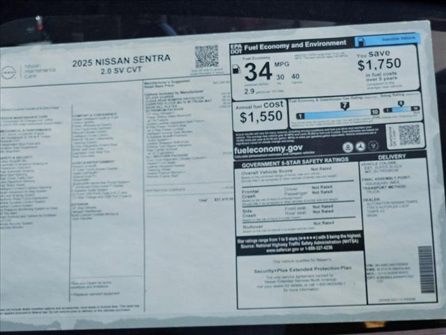 new 2025 Nissan Sentra car, priced at $25,802