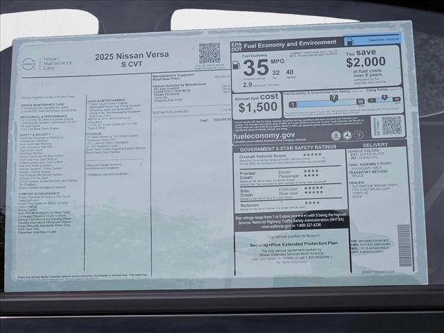 new 2025 Nissan Versa car, priced at $19,214