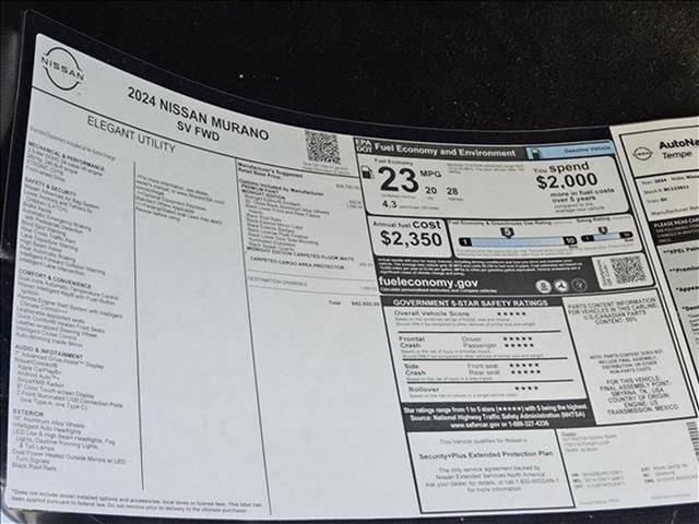 new 2024 Nissan Murano car, priced at $39,417