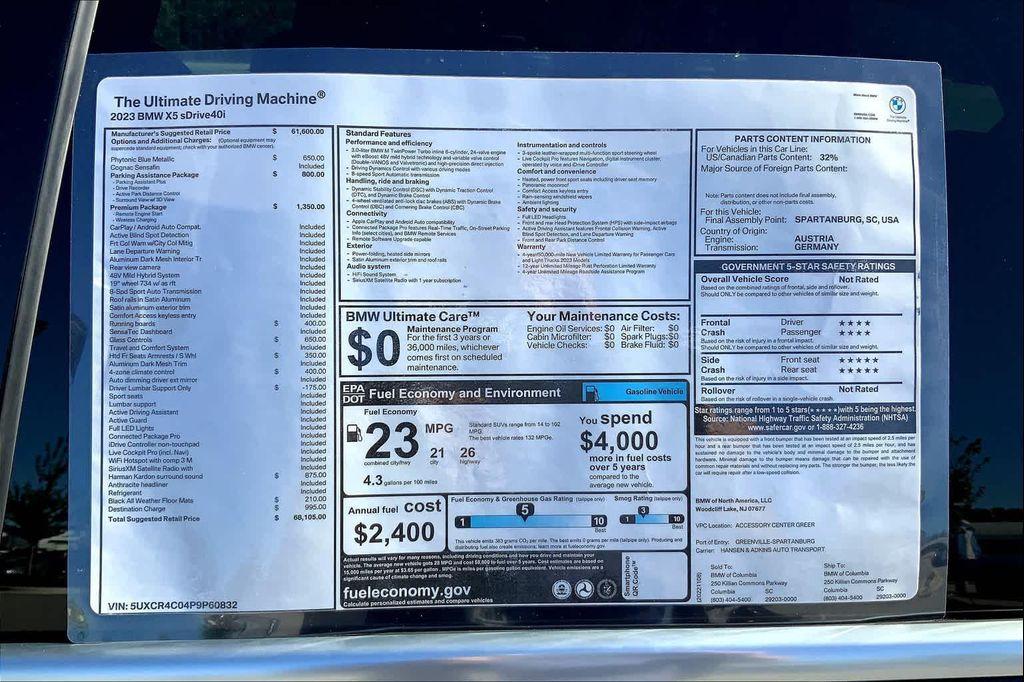 used 2023 BMW X5 car, priced at $53,750