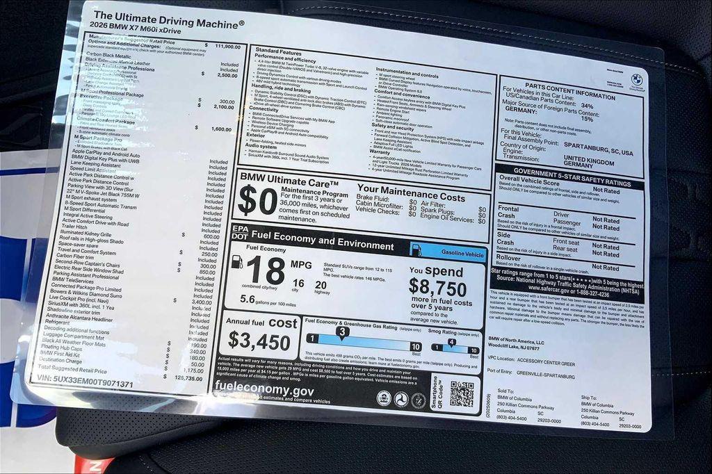 used 2026 BMW X7 car, priced at $125,735