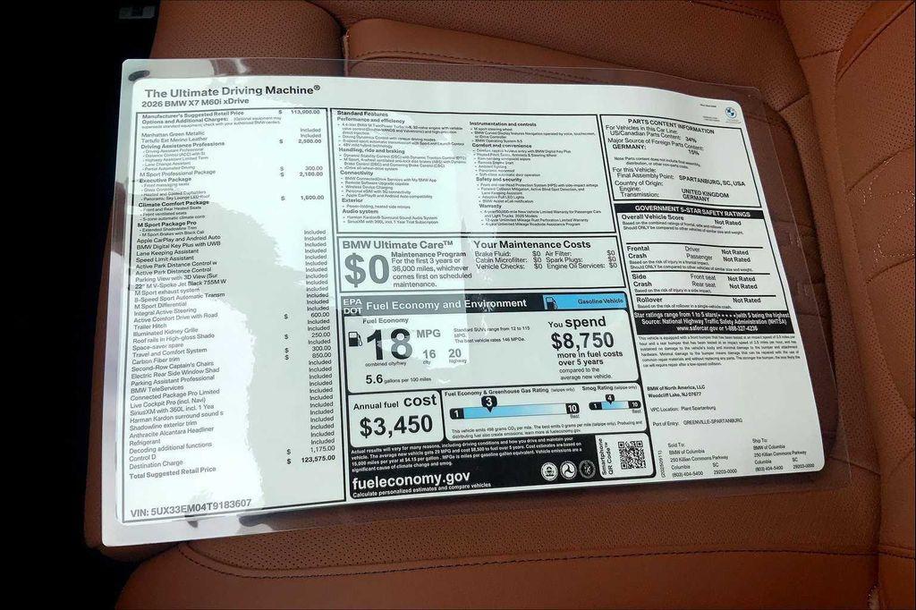 new 2026 BMW X7 car, priced at $123,575