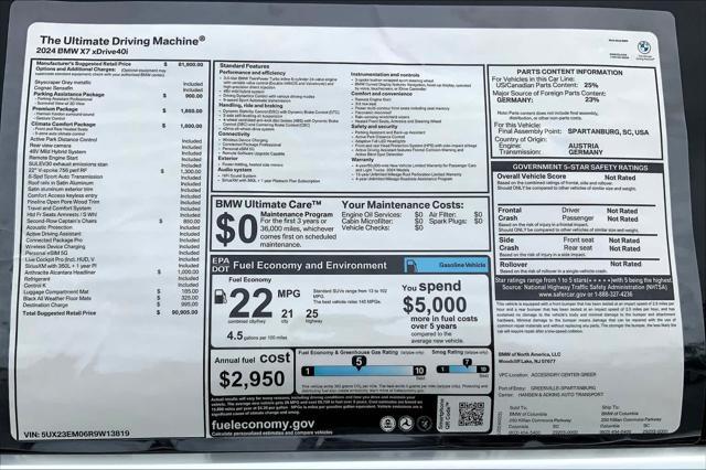 new 2024 BMW X7 car, priced at $90,905