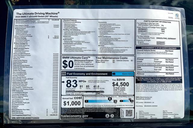 new 2025 BMW i7 car, priced at $128,000