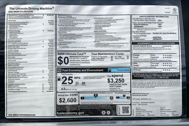 new 2024 BMW X3 car, priced at $54,505