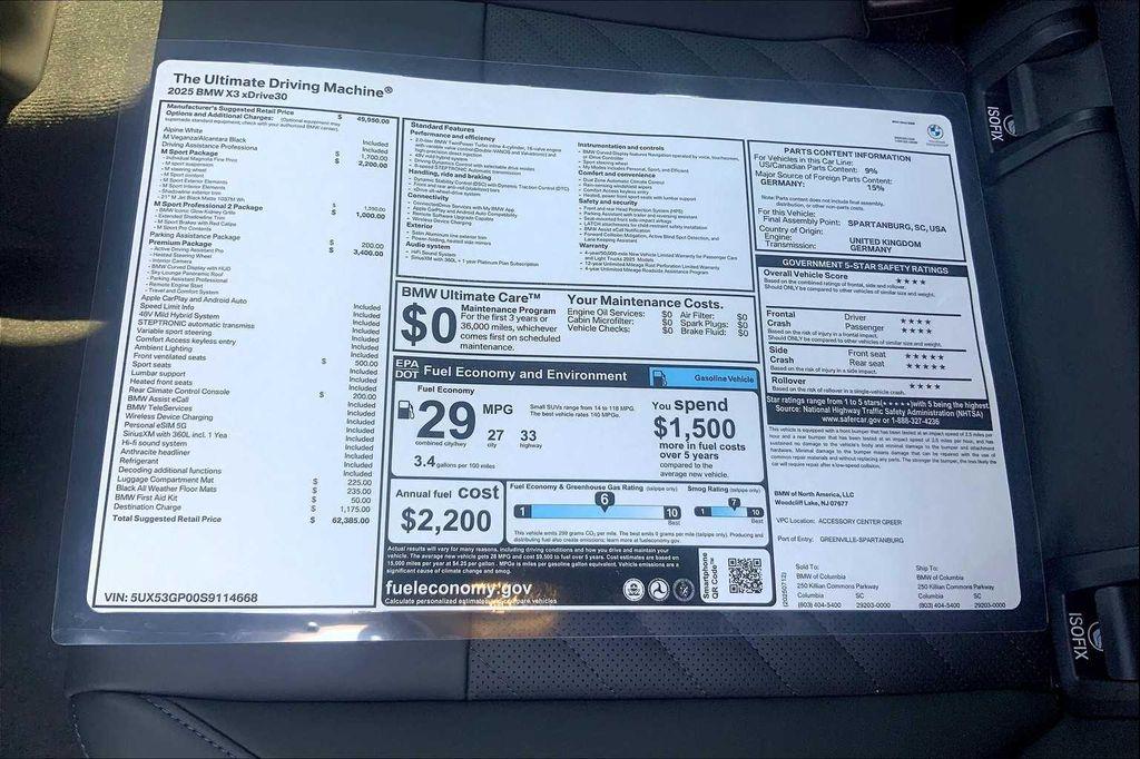 used 2025 BMW X3 car, priced at $62,385