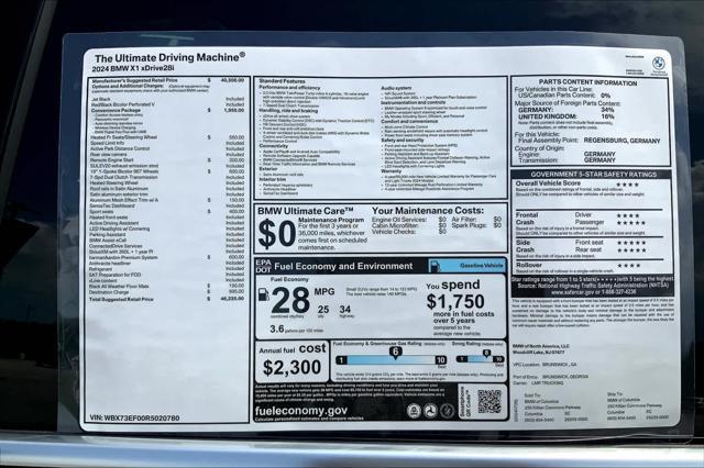 new 2024 BMW X1 car, priced at $46,235