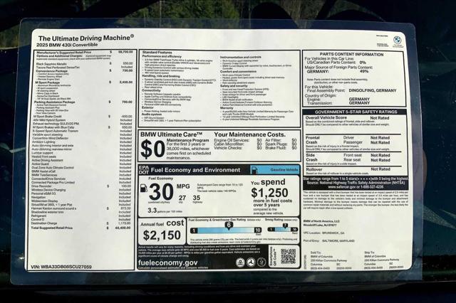 new 2025 BMW 430 car, priced at $65,400