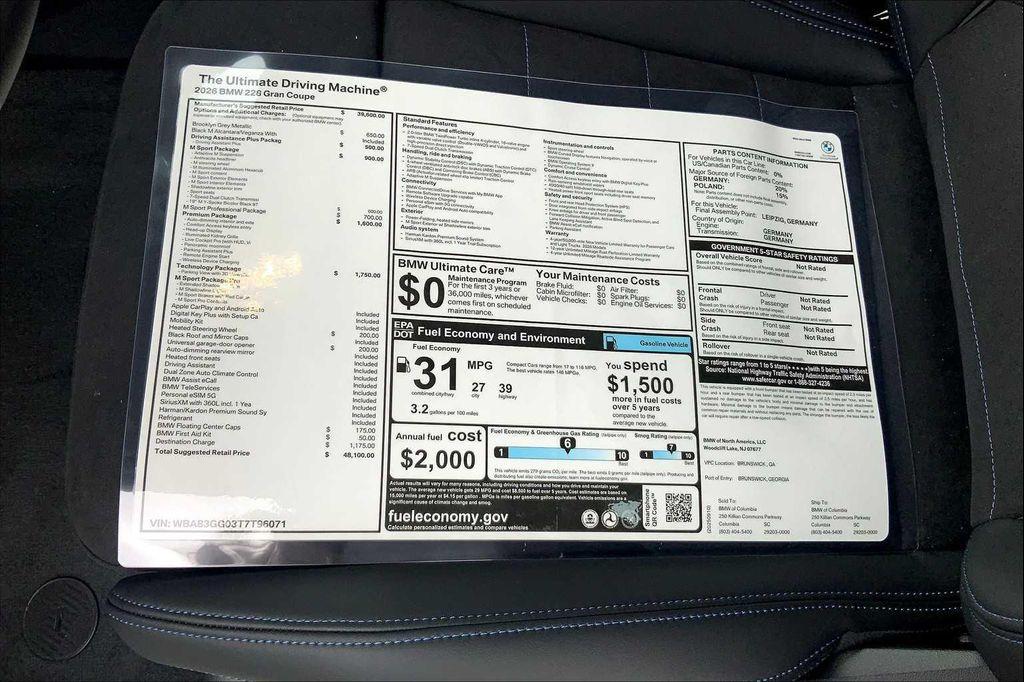 new 2026 BMW 228 Gran Coupe car, priced at $48,100