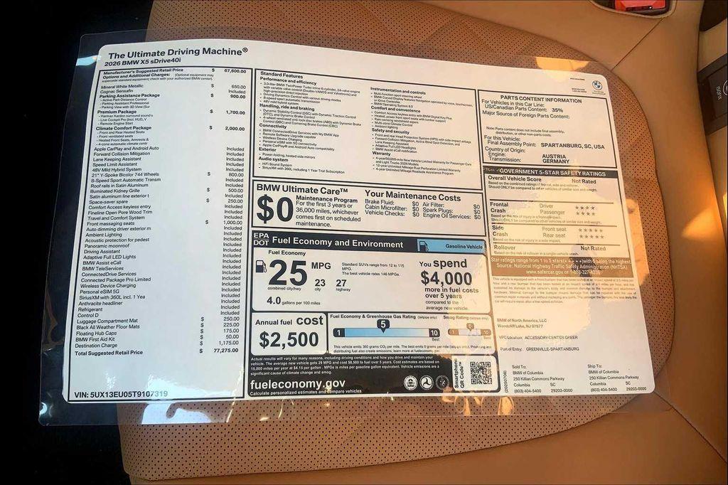 new 2026 BMW X5 car, priced at $77,275
