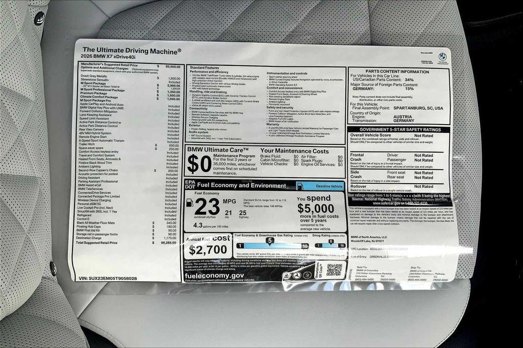 used 2026 BMW X7 car, priced at $99,285