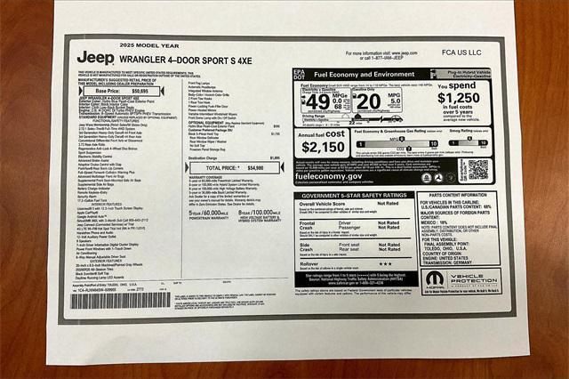 new 2025 Jeep Wrangler 4xe car, priced at $54,980