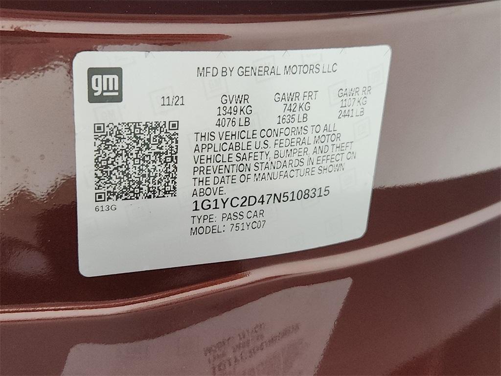 used 2022 Chevrolet Corvette car, priced at $59,995