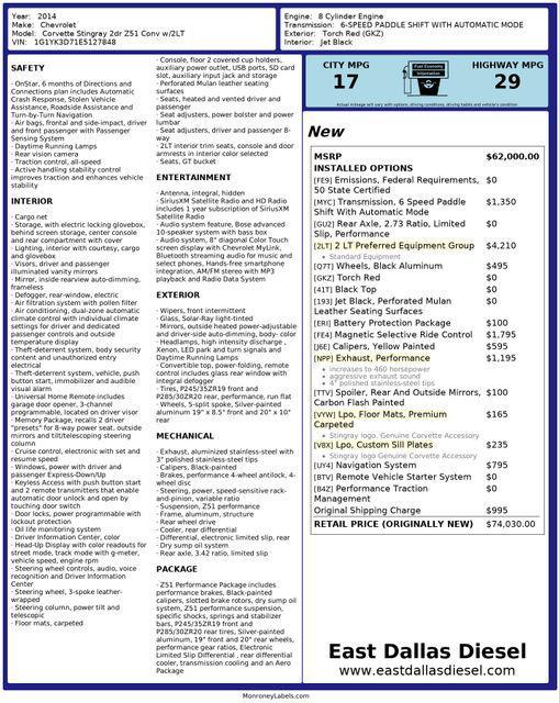 used 2014 Chevrolet Corvette Stingray car, priced at $41,994