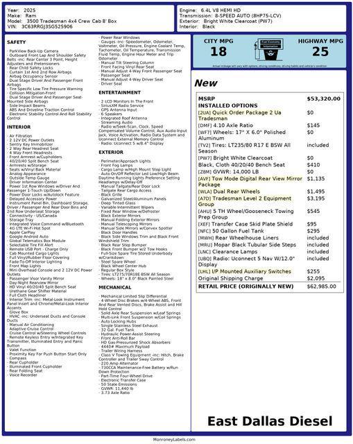 used 2025 Ram 3500 car, priced at $58,992