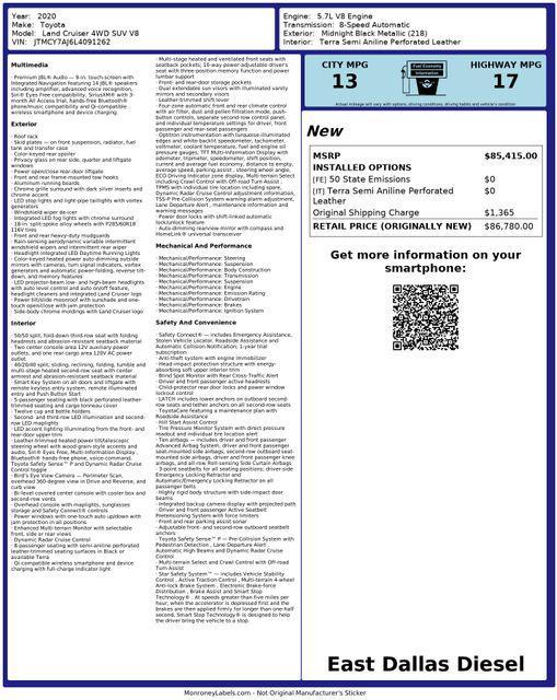 used 2020 Toyota Land Cruiser car, priced at $59,991