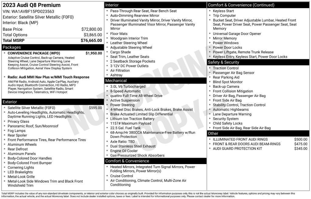 used 2023 Audi Q8 car, priced at $53,463