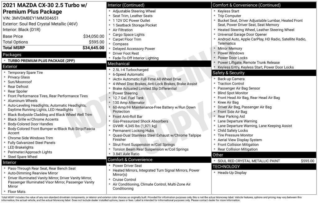 used 2021 Mazda CX-30 car, priced at $24,201