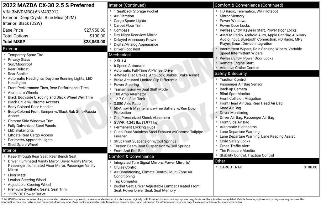 used 2022 Mazda CX-30 car, priced at $22,818