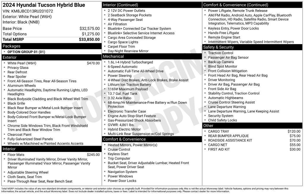 used 2024 Hyundai TUCSON Hybrid car, priced at $29,992