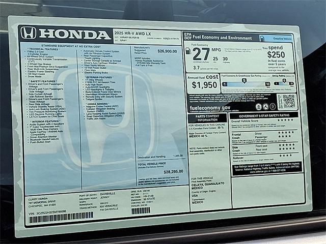 new 2025 Honda HR-V car, priced at $28,295