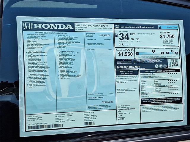 new 2025 Honda Civic car, priced at $29,055