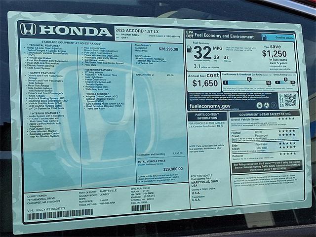 new 2025 Honda Accord car, priced at $29,900