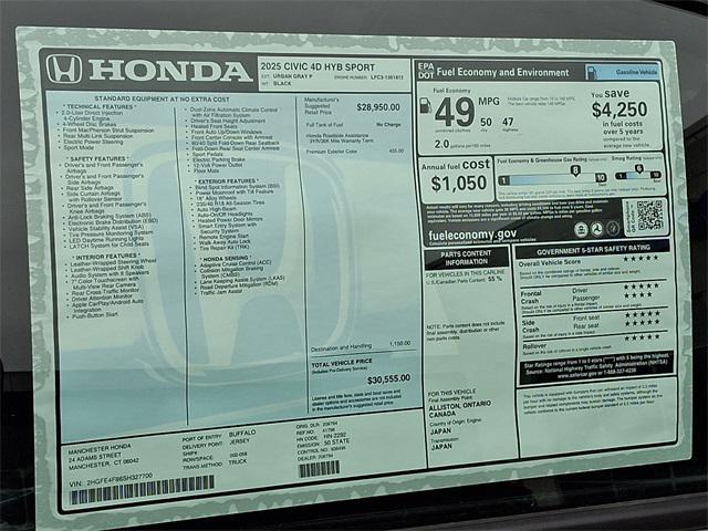 new 2025 Honda Civic Hybrid car, priced at $30,555