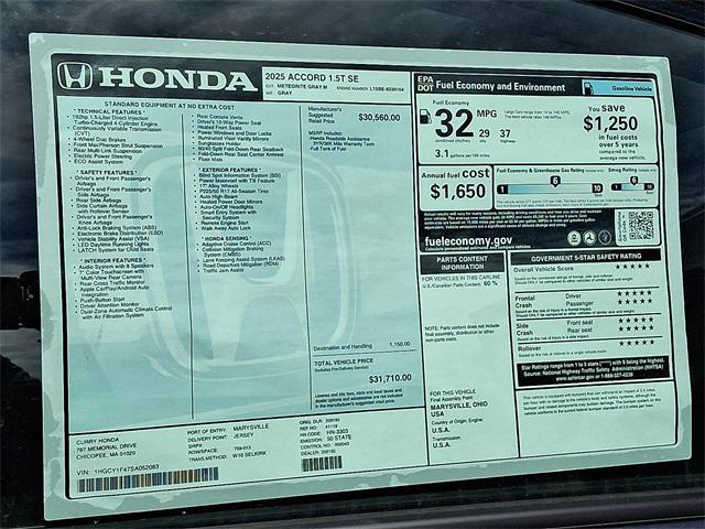 new 2025 Honda Accord car, priced at $31,710